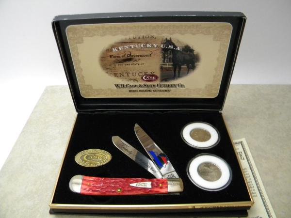 Case XX USA 6 Dot Kentucky Knife and Quarter Collection Bone 6254 SS Trapper Knife NIB Case XX USA 6 Dot Kentucky Knife and Quarter Collection Bone 6254 SS Trapper Knife NIB