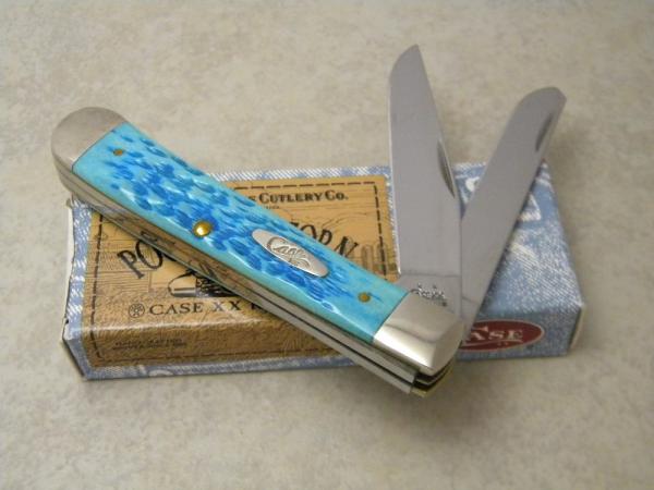 Case XX USA 6254 Caribbean Blue Bone Trapper Knife NIB 2005 Case XX USA 6254 Caribbean Blue Bone Trapper Knife NIB 2005