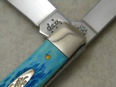 Case XX USA 6254 Caribbean Blue Bone Trapper Knife NIB 2005