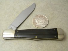 Case XX SS USA BCH1050 Buffalo Horn Folding Hunter Coke Bottle Knife and 1 oz Silver Coin in Box