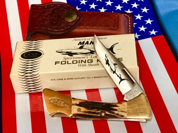 1980 Case xx Mako Shark Folding Hunter w/ Great Stag Handles (5158 LSSP) +Orig Sheath & Box -NOS 1980 Case xx Mako Shark Folding Hunter w/ Great Stag Handles (5158 LSSP) +Orig Sheath & Box -NOS