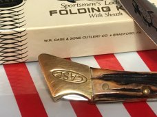 1980 Case xx Mako Shark Folding Hunter w/ Great Stag Handles (5158 LSSP) +Orig Sheath & Box -NOS