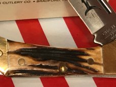 1980 Case xx Mako Shark Folding Hunter w/ Great Stag Handles (5158 LSSP) +Orig Sheath & Box -NOS