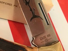 1980 Case xx Mako Shark Folding Hunter w/ Great Stag Handles (5158 LSSP) +Orig Sheath & Box -NOS