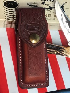 1980 Case xx Mako Shark Folding Hunter w/ Great Stag Handles (5158 LSSP) +Orig Sheath & Box -NOS