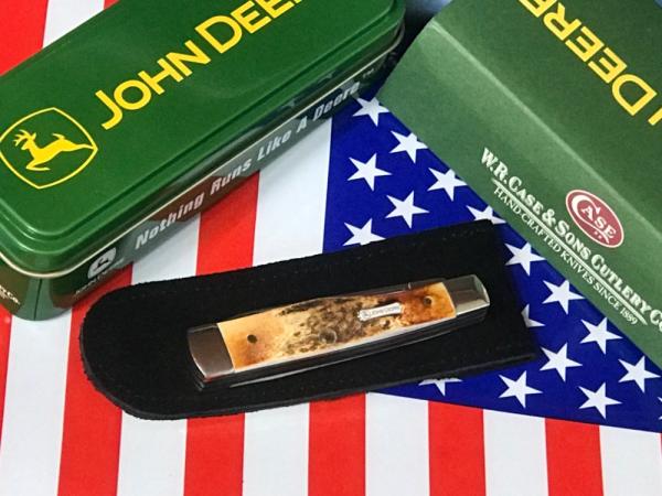 2005 Case xx 3" Gunstock Knife w/ John Deere Shield and Antique Stag Looking Handles -NOS 2005 Case xx 3" Gunstock Knife w/ John Deere Shield and Antique Stag Looking Handles -NOS