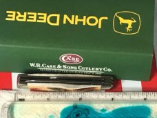 2005 Case xx 3" Gunstock Knife w/ John Deere Shield and Antique Stag Looking Handles -NOS