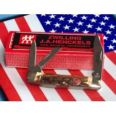Vintage J A Henckels 3 Blade Whittler HK-7-S Pocket Knife w Great Stag Handles -NOS