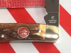 Vintage J A Henckels 3 Blade Whittler (HK-7-S) Pocket Knife w/ Great Stag Handles! -NOS