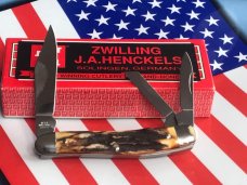 Vintage J A Henckels 3 Blade Whittler (HK-7-S) Pocket Knife w/ Great Stag Handles! -NOS