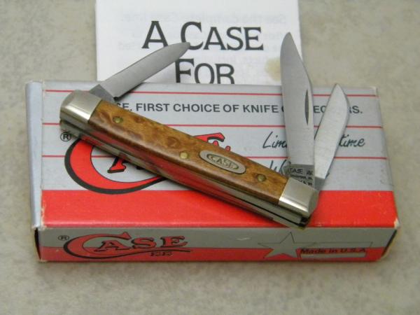 Case XX Bradford PA USA 1991 Curly Maple 7333 SS Tiny Stockman Knife NIB Case XX Bradford PA USA 1991 Curly Maple 7333 SS Tiny Stockman Knife NIB