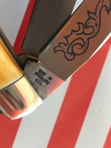 Case xx 1977 Blue Scroll Trapper (MDL# 5254) Knife with Nice Deep Stag Handles -NOS and M/NM