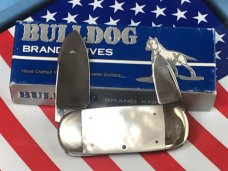 2000 Bulldog Brand, HAND MADE 2 Blade Baby Sunfish w/ Pearl Looking Handles +Multi-Color Sunfish