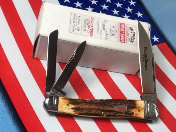 Schatt & Morgan Coles Whittler Knife w/ Super Genuine Torched Stag Horn Handles -1 of 30 -NOS & NM Schatt & Morgan Coles Whittler Knife w/ Super Genuine Torched Stag Horn Handles -1 of 30 -NOS & NM