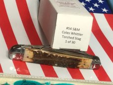 Schatt & Morgan Coles Whittler Knife w/ Super Genuine Torched Stag Horn Handles -1 of 30 -NOS & NM