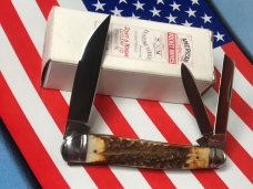 Schatt & Morgan Coles Whittler Knife w/ Super Genuine Torched Stag Horn Handles -1 of 30 -NOS & NM