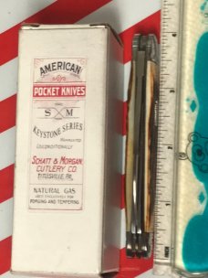 Schatt & Morgan Coles Whittler Knife w/ Super Genuine Torched Stag Horn Handles -1 of 30 -NOS & NM
