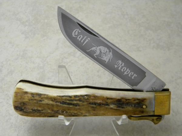 Bulldog Brand Germany 1st Generation Stag Calf Roper Large Leverlock Lockback Knife - 1 of 100 Bulldog Brand Germany 1st Generation Stag Calf Roper Large Leverlock Lockback Knife - 1 of 100