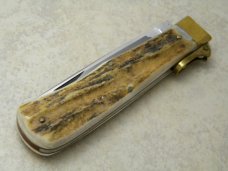 Bulldog Brand Germany 1st Generation Stag Calf Roper Large Leverlock Lockback Knife - 1 of 100