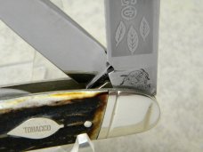 Bulldog Brand Germany 1st Generation Torched Stag Tobacco Large Congress Knife c.1985 - 1 of 336