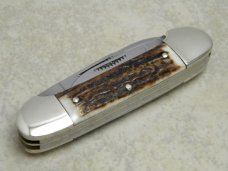 Bulldog Brand Germany 1st Generation Stag Tobacco 3 Blade Canoe Knife c.1986 - 1 of 294