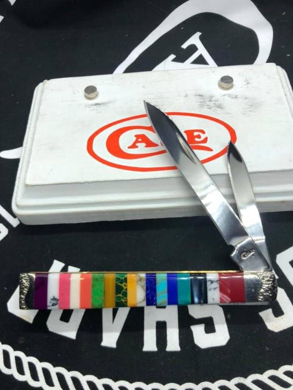 wild horse custom gemstone patchwork dr's knife, near mint