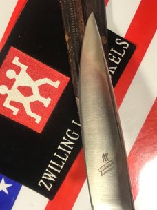 NOS!  J A Henckels (Friodur) Hunting / Skinning / Camping knife w/ Great STAG Handles +Orig Sheath