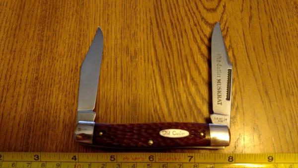 Old Cutler USA MUSKRAT 2 Blade Pocket Knife Jigged Handle Carbon Steel RARE #A1