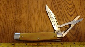 RANGER PROV. U.S.A. Pocket Knife W/Scissors Ultra Honed RARE Yellow #A1 (COLONIAL)?