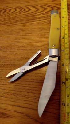  RANGER PROV. U.S.A. Pocket Knife W/Scissors Ultra Honed RARE Yellow #A1 (COLONIAL)?
