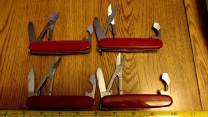 Vintage SABRE U.S.A Knife LOT 4 Pcs Multi Tool w/scissors Army Knife Never used
