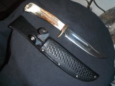 KARL PETERS JR SOLINGEN GERMANY VINTAGE HUNTING BOWIE KNIFE WITH SHEATH