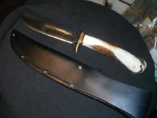 KARL PETERS JR SOLINGEN GERMANY VINTAGE HUNTING BOWIE KNIFE WITH SHEATH