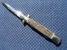 Mint NOS Italian Falcon Stiletto Style Beautiful  Stag Handles 9"discontinued Made In Italy