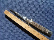 Mint NOS Italian Falcon Stiletto Style Beautiful  Stag Handles 9"discontinued Made In Italy