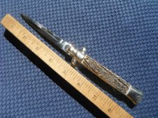 Mint NOS Italian Falcon Stiletto Style Beautiful  Stag Handles 9"discontinued Made In Italy