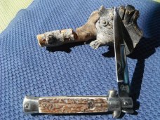 Mint NOS Italian Falcon Stiletto Style Beautiful Stag Handles 9"discontinued Made In Italy