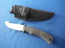 GERBER GATOR FIXED BLADE HUNTING KNIFE GUT HOOK MADE IN USA FULL TANG W SHEATH