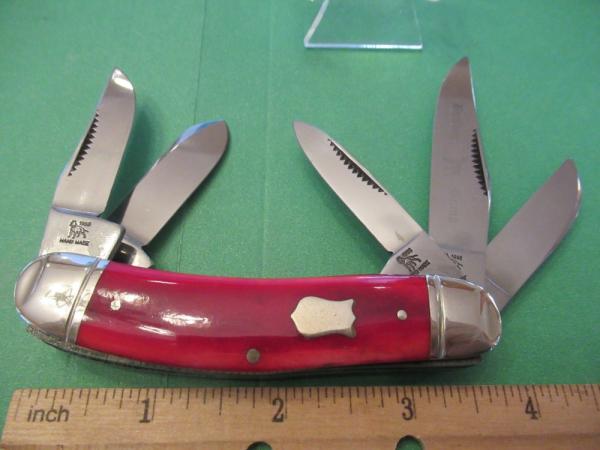 Bulldog Brand Standing Dog 1996 Red Bone 5 Blade Sowbelly 