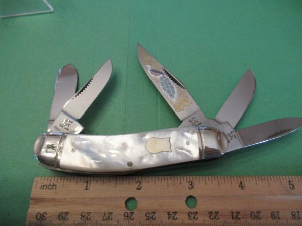 Bulldog Brand Mother of Pearl Peacock 5 Blade Sowbelly 
