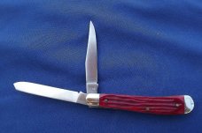 NOS Schrade Walden 1194G Knife USA Collectors Trapper Red Bone Handles W/Package