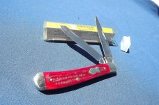 NOS Schrade Walden 1194G Knife USA Collectors Trapper Red Bone Handles W/Package
