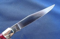 NOS Schrade Walden 1194G Knife USA Collectors Trapper Red Bone Handles W/Package