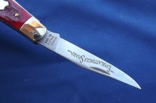 NOS Schrade Walden 1194G Knife USA Collectors Trapper Red Bone Handles W/Package