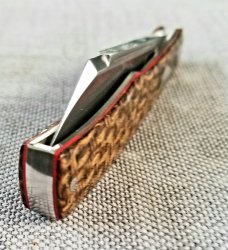 K'roo Custom Mac Knife,Bean Bag Micarta wred G-10 liners,NEW,3.5" closed,N690,w/COA,Micarta
