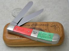 Case XX USA 2000 6254 Bone Merry Christmas Trapper Knife in Wood Display Box