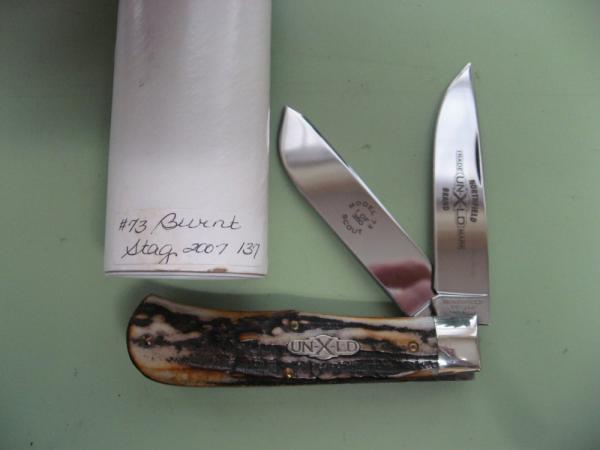 GREAT EASTERN 2007 SCOUT TRAPPER WITH BURNT STAG SCALES GREAT EASTERN 2007 SCOUT TRAPPER WITH BURNT STAG SCALES
