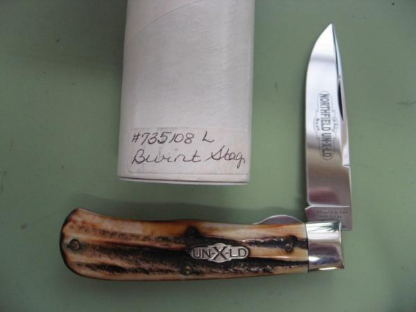 GREAT EASTERN 2008 SCOUT TRAPPER LOCKBACK WITH BURNT STAG SCALES