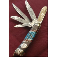 Brian Yellowhorse Custom, Bulldog Brand Knives, 20th Anniversary 5 blade Trapper, War Chief, Germany