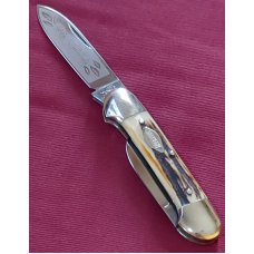 Bulldog Brand Knives 2 blade 3-12quot Canoe Tobacco Stag 1986 English Steel Solingen Germany